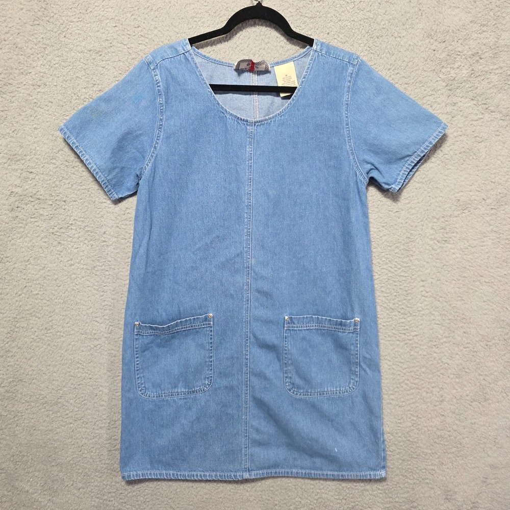 Vintage Erikas Casual Denim Mini Dress Medium Pockets 90s Summer